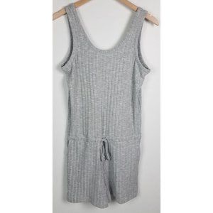 Chaser Women's Sz. M Poor Boy Rib Tank Double Scoop Romper in Grey